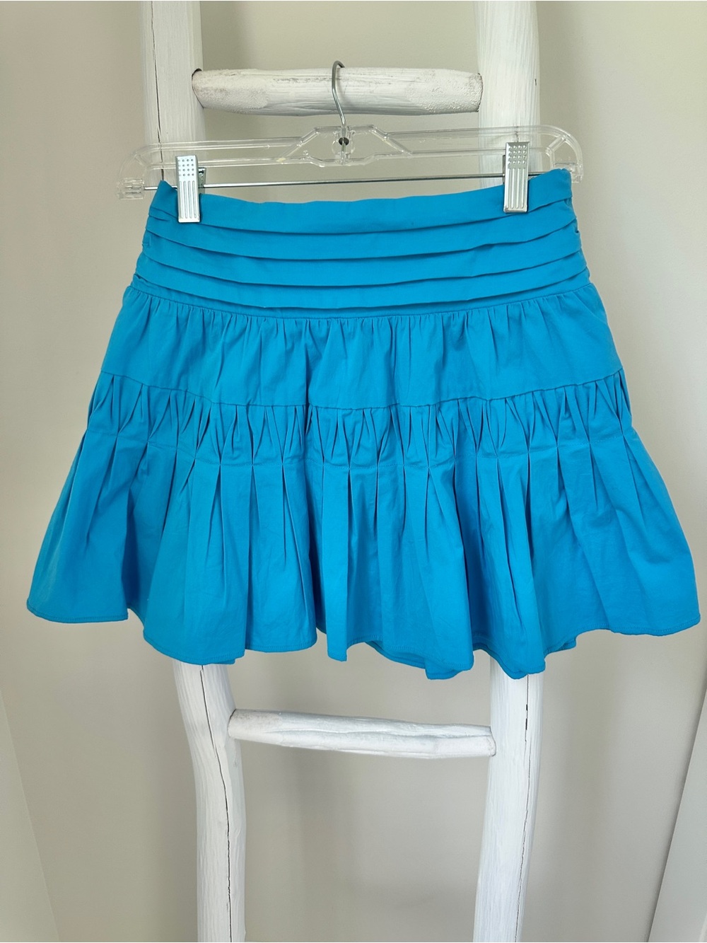 Ramy Brook Kimmy Skirt Vibrant Turquoise Tiered Skater Mini Skirt Size Medium